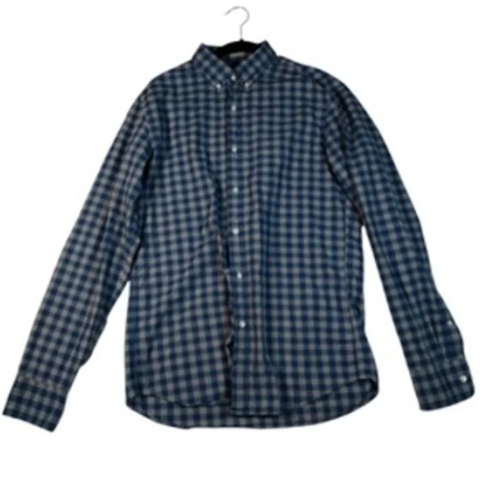 J Crew Shirt‎ Mens Large Blue Plaid Button Down Slim Fit Long Sleeve Casual
